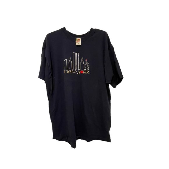 Mens Short Sleeve New York City Blue Heavy Cotton T shirt XXL Fruit of the Loom - Picture 3 of 7